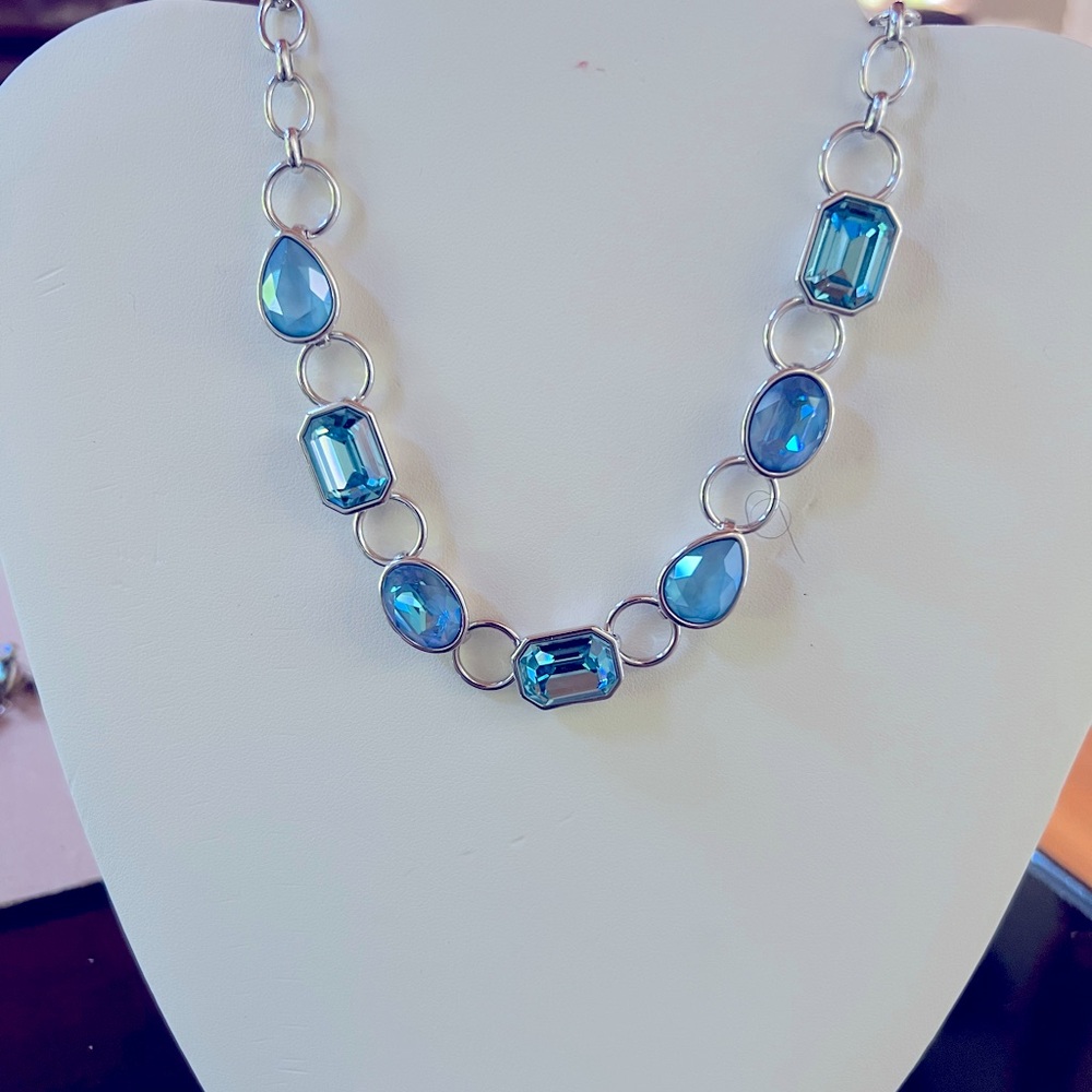 Touchstone Crystal Necklace Blue Collar, only used to display shipping $7.97